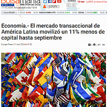 Economa.- El mercado transaccional de Amrica Latina moviliz un 11% menos de capital hasta septiembre